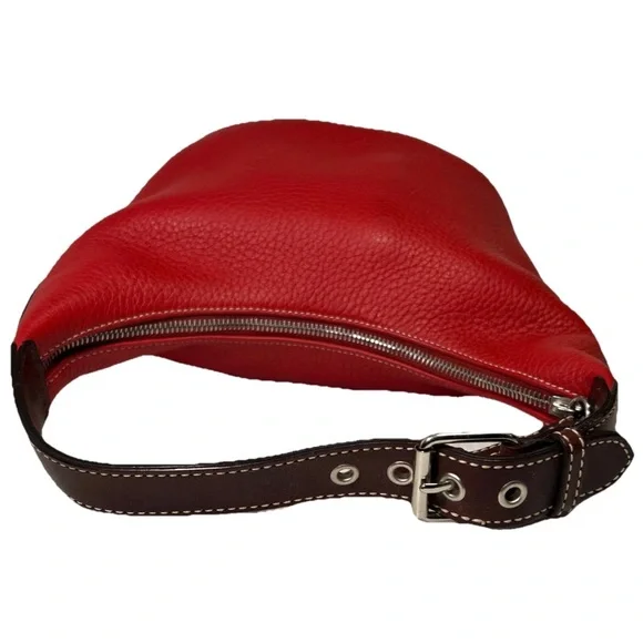 Y2K Dooney & Bourke Medium Red Pebbled Leather Bucket Bag / Tote Bag - Picture 7 of 13